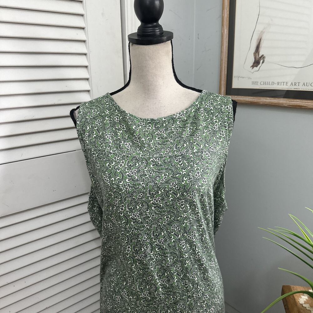 J Jill Dress Womens 2X Green Ditzy Floral Maxi Shift Coastal Cottage Boho Chic - Picture 3 of 11